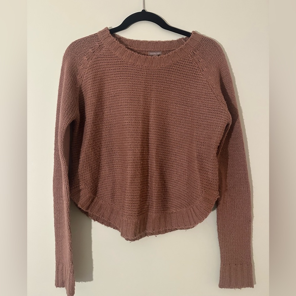 muted purple-gray knit sweater
